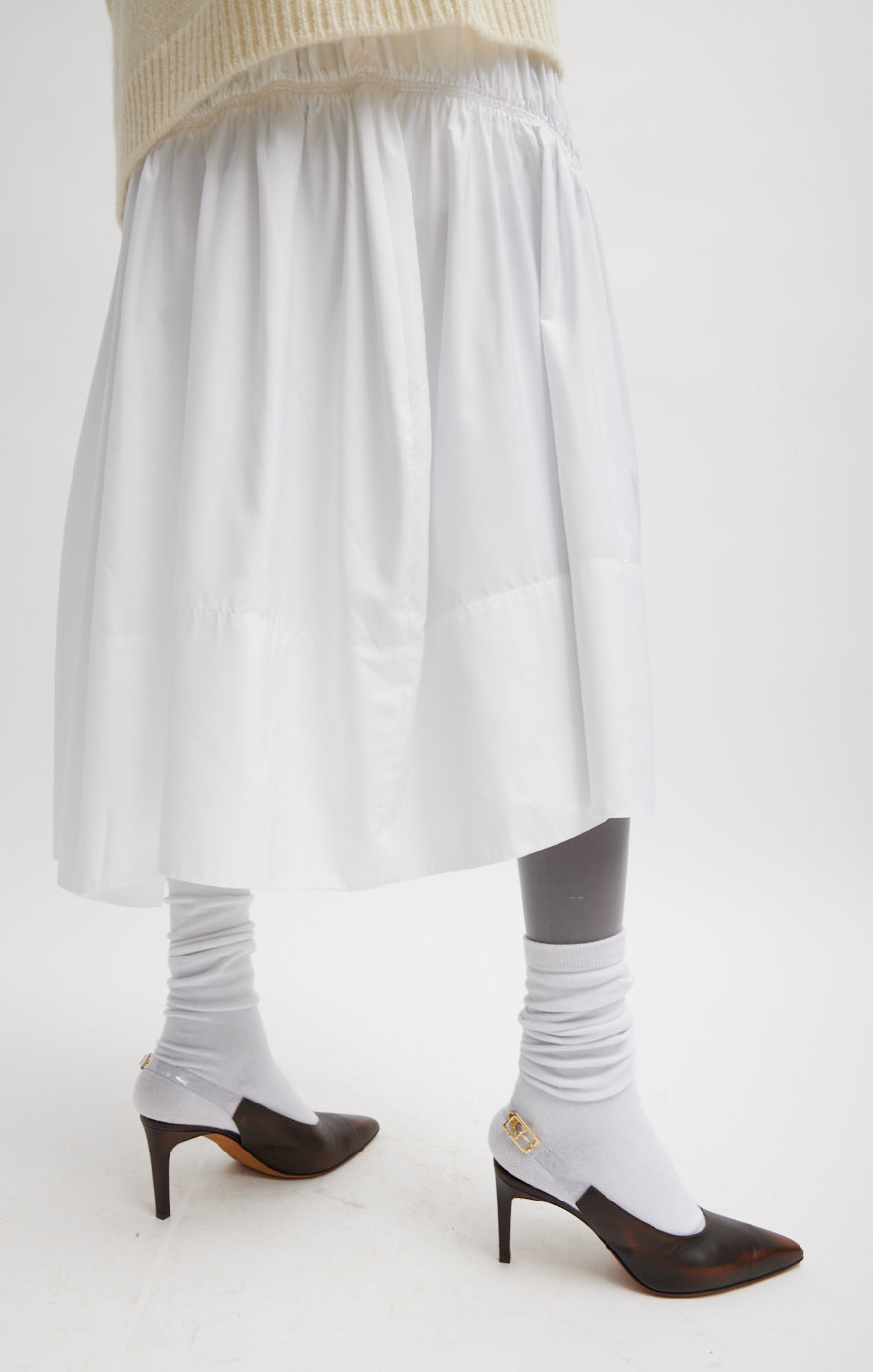 Shirred Nylon Panel Skirt