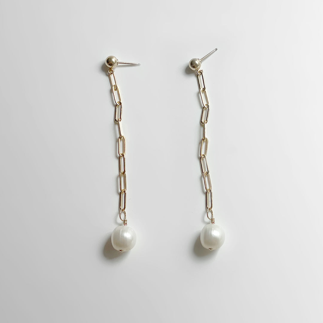 Paperclip & Pearl Earrings