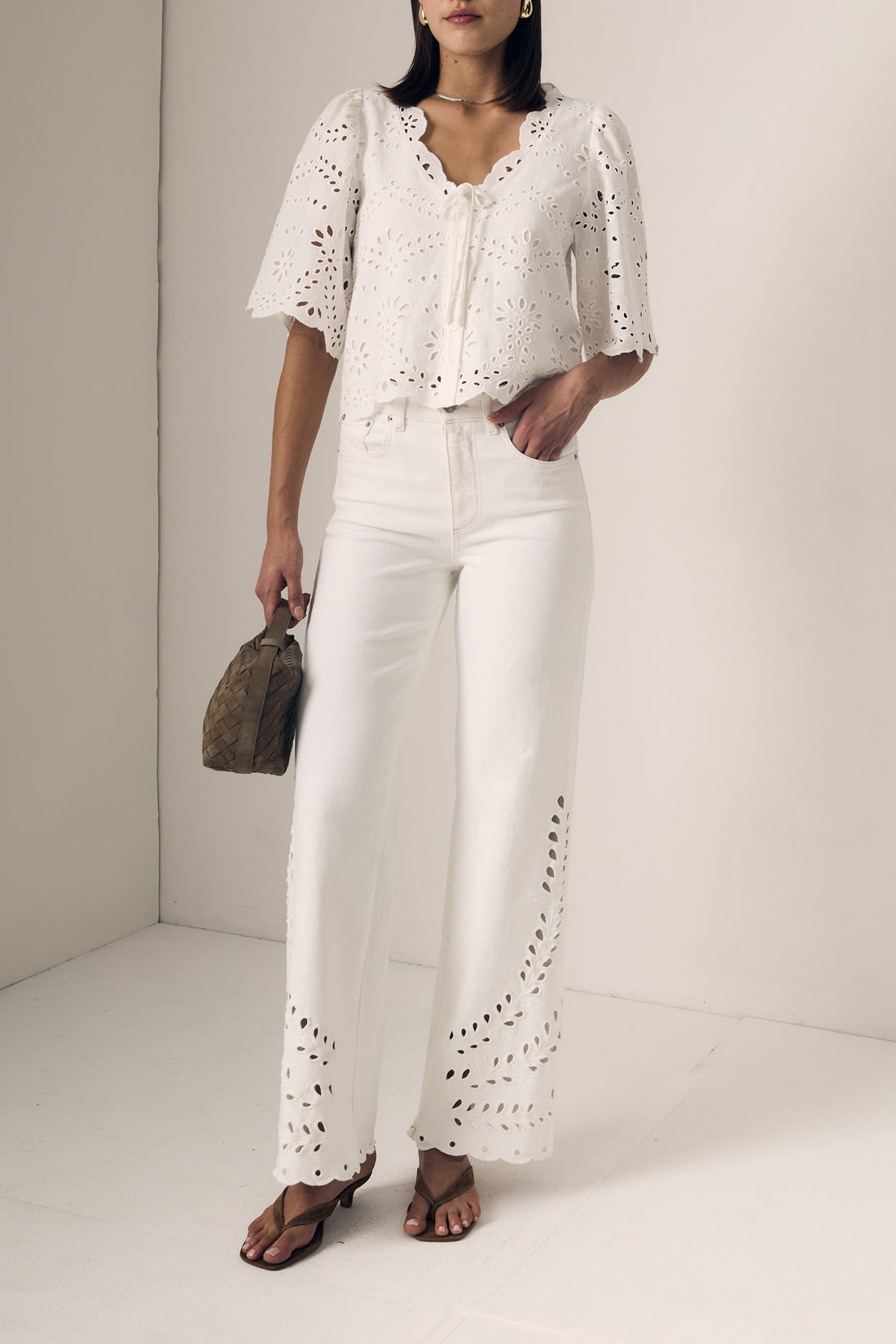 Embroidered Eyelet Top