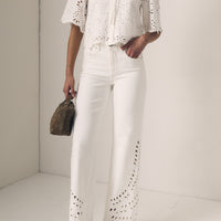 Embroidered Eyelet Top