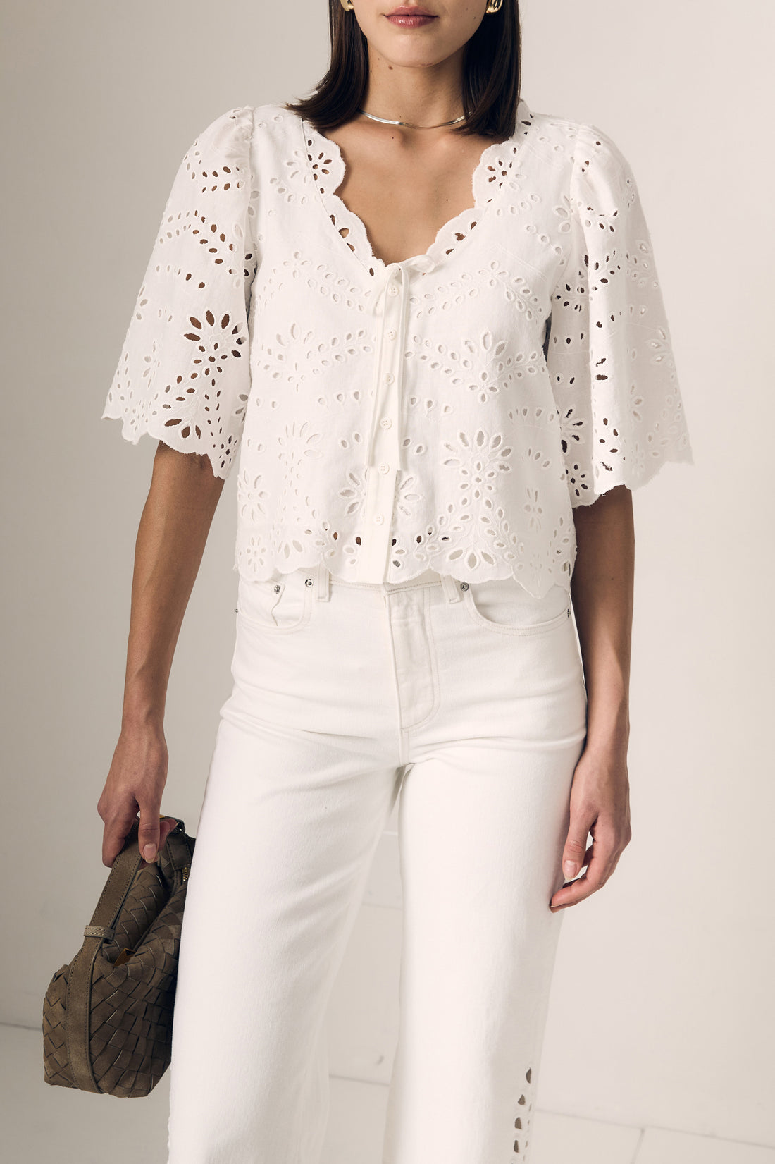 Embroidered Eyelet Top
