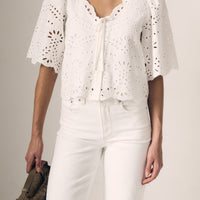 Embroidered Eyelet Top
