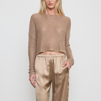 Open Knit Bateau Sweater Flax