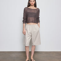Open Knit Bateau Sweater Pebble