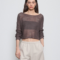 Open Knit Bateau Sweater Pebble