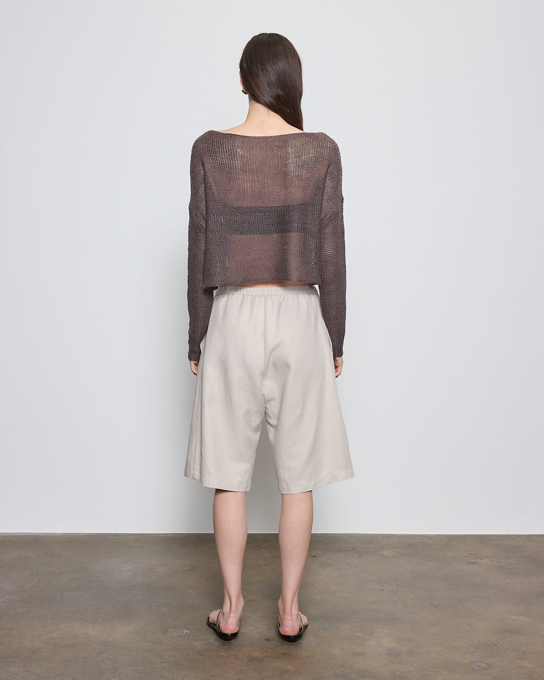 Open Knit Bateau Sweater Pebble