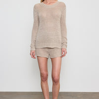 Linen Open Knit Crewneck