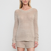 Linen Open Knit Crewneck