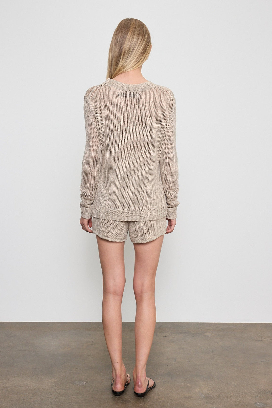 Linen Open Knit Crewneck