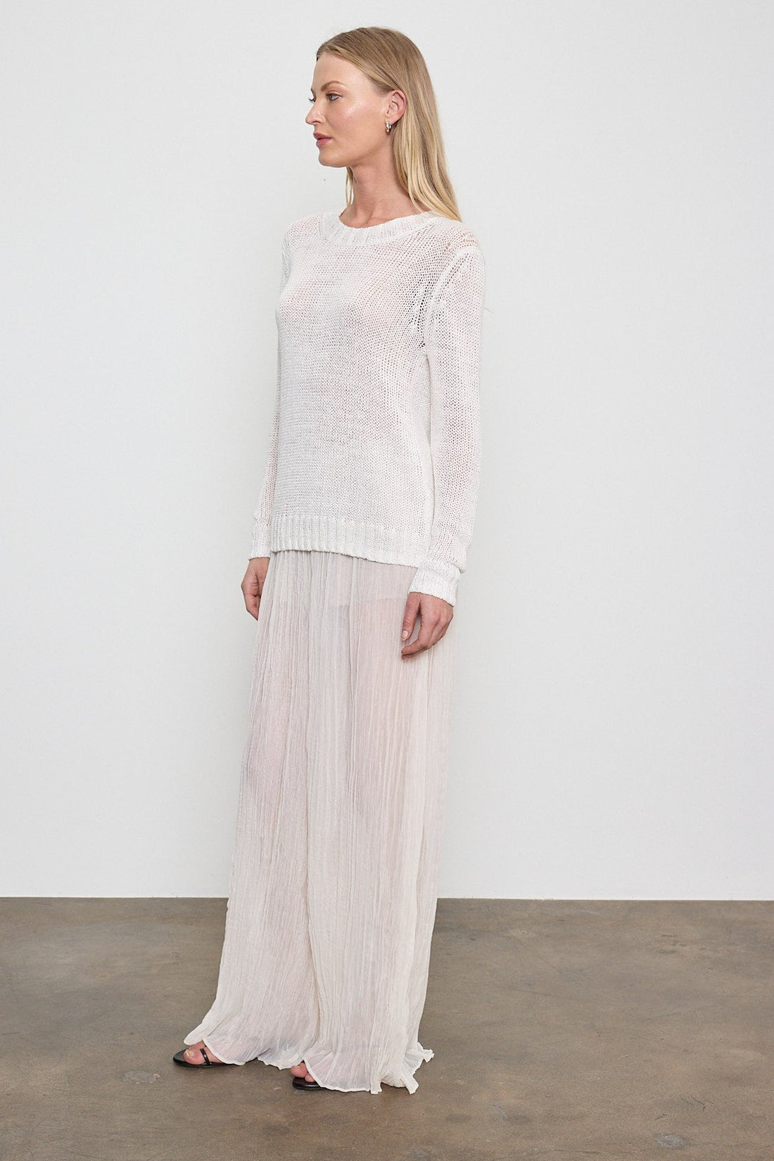 Linen Open Knit Crewneck