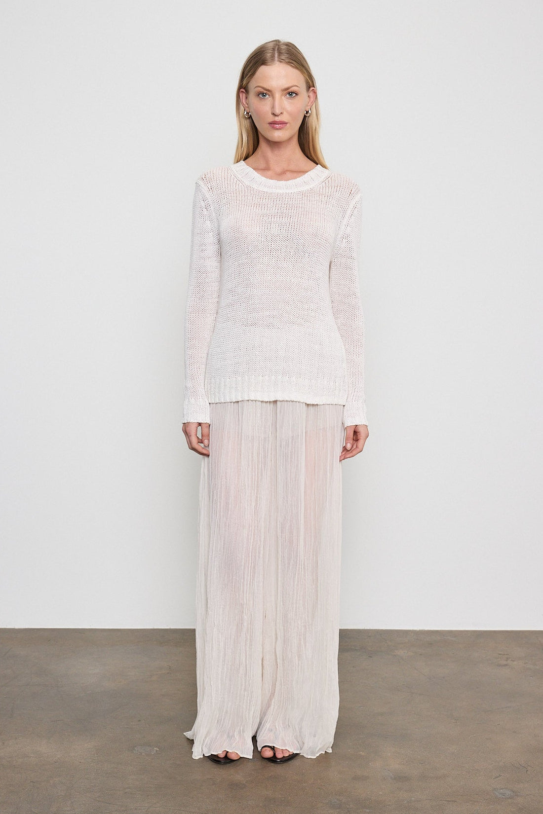 Linen Open Knit Crewneck