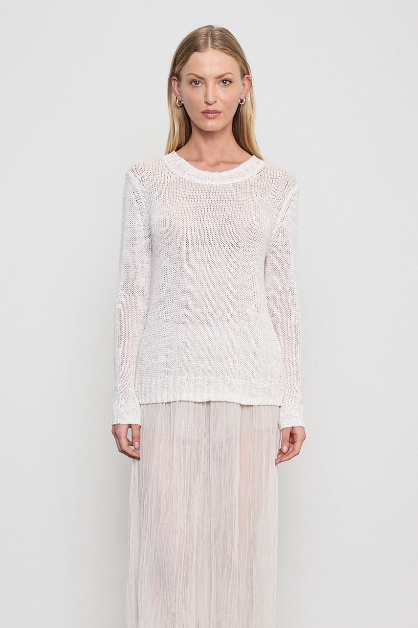 Linen Open Knit Crewneck