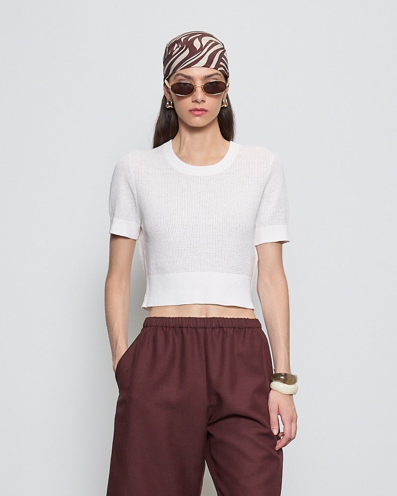 Linen Open Knit Top