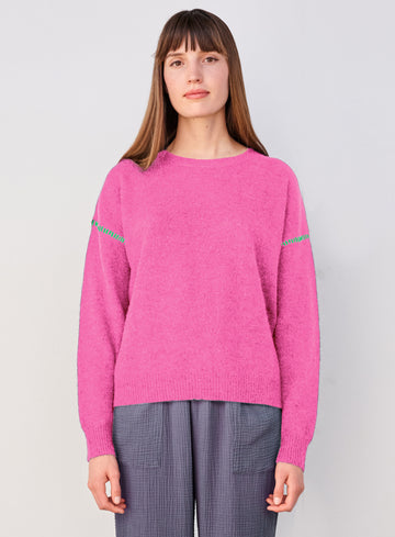 Contrast Stitch Magenta Sweater