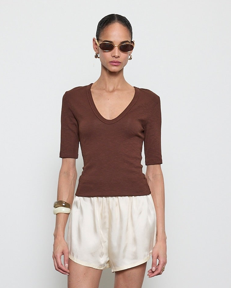 Textured Rib U Neck Top