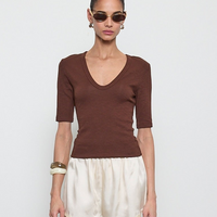 Textured Rib U Neck Top