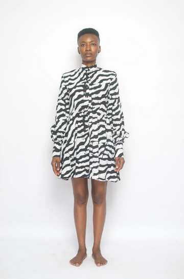 Hand-Batik Zebra Mini Dress