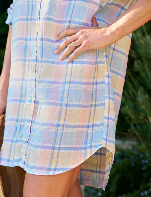 Mary Linen Plaid Shirt Dress
