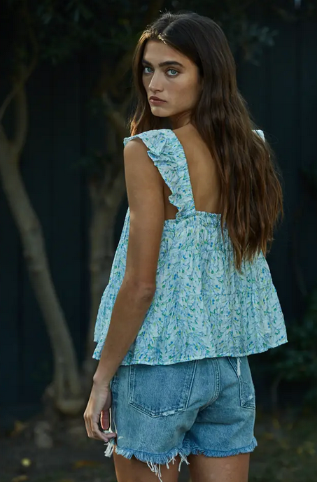 Floral Ruffle Flare Top