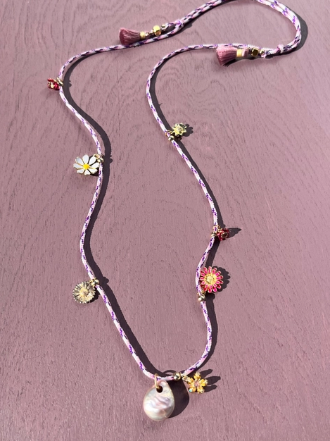 Daisy Pearl Charm Necklace