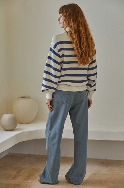 Oversized Blue Stripe Sweater