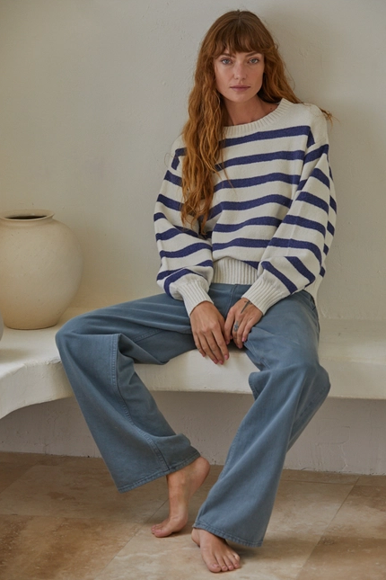 Oversized Blue Stripe Sweater