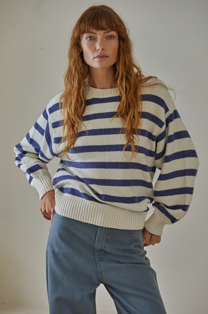 Oversized Blue Stripe Sweater