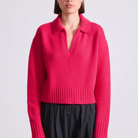 Split Neck Henley Cerise