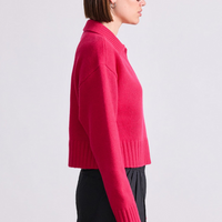 Split Neck Henley Cerise