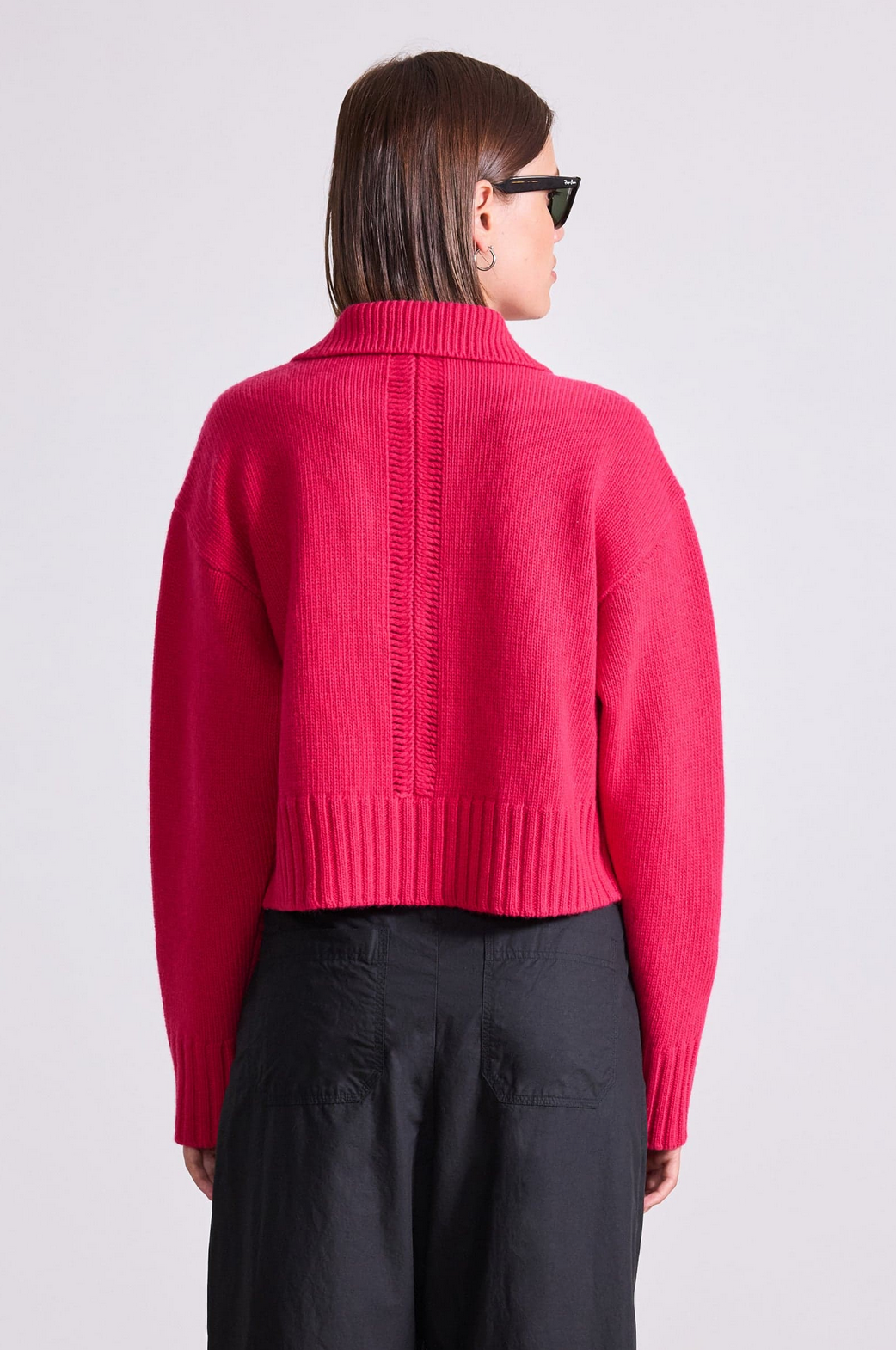 Split Neck Henley Cerise