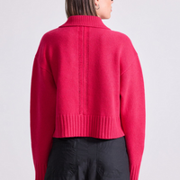 Split Neck Henley Cerise