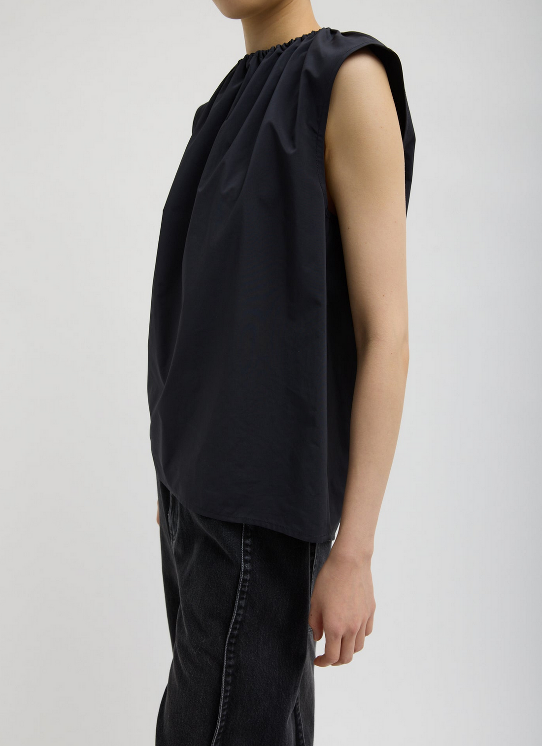 Nylon Shirred Neck Top