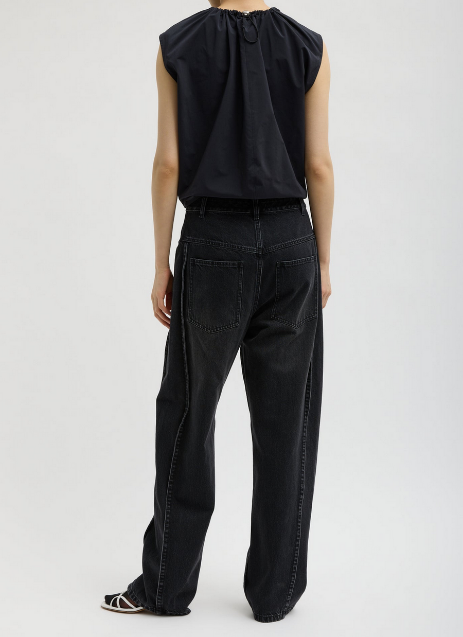 Nylon Shirred Neck Top