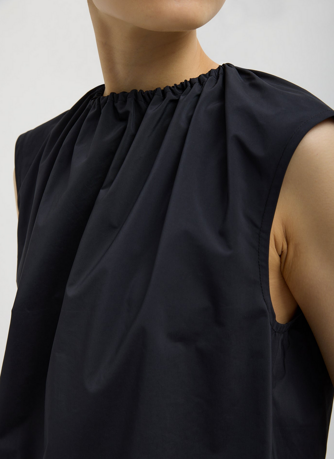 Nylon Shirred Neck Top