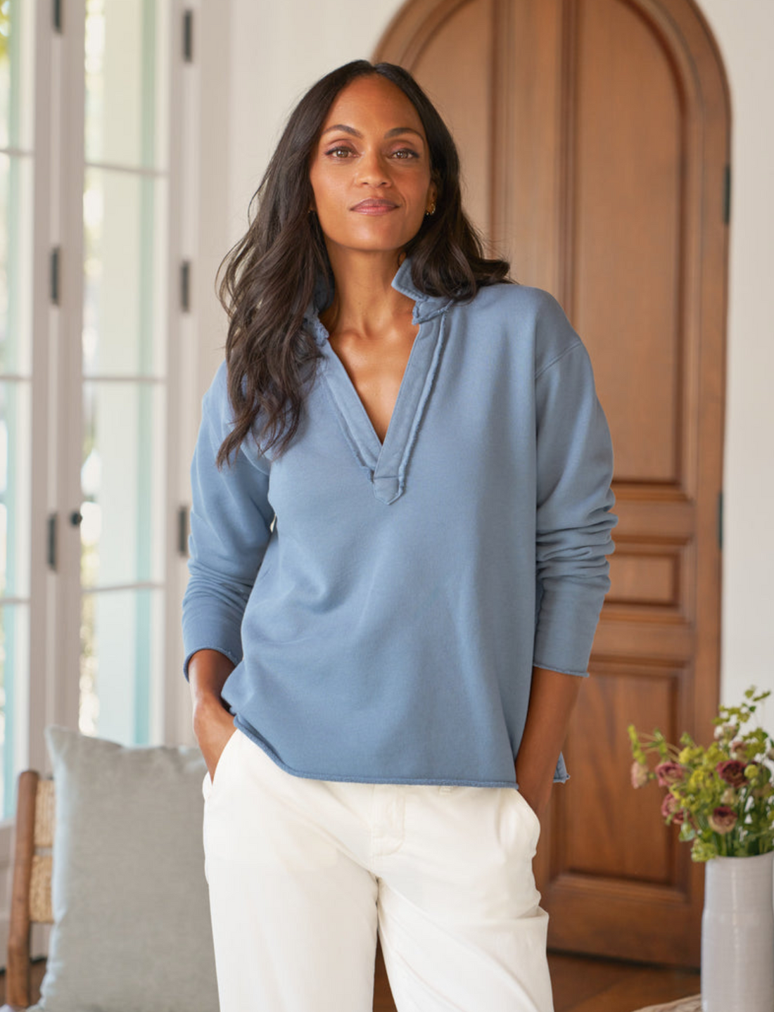 Patrick Fleece Henley Slate