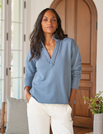 Patrick Fleece Henley Slate