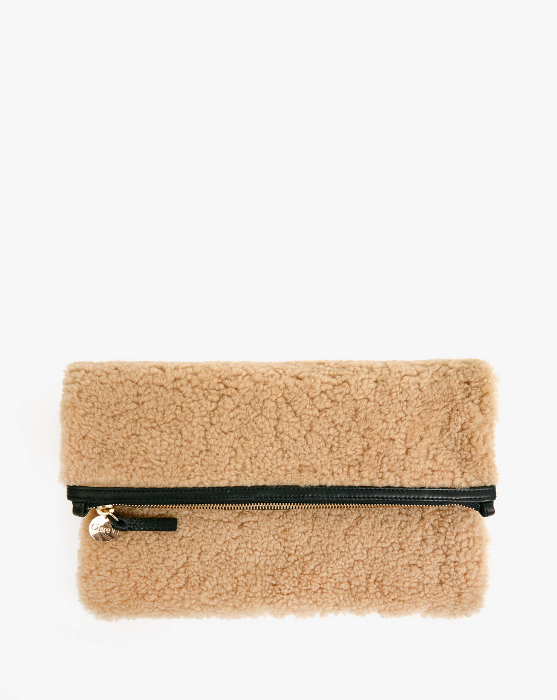 Foldover Shearling Clutch