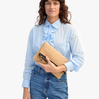 Foldover Shearling Clutch