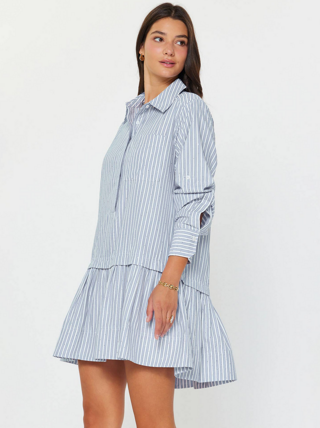 Pinstripe Rhinestone Dress