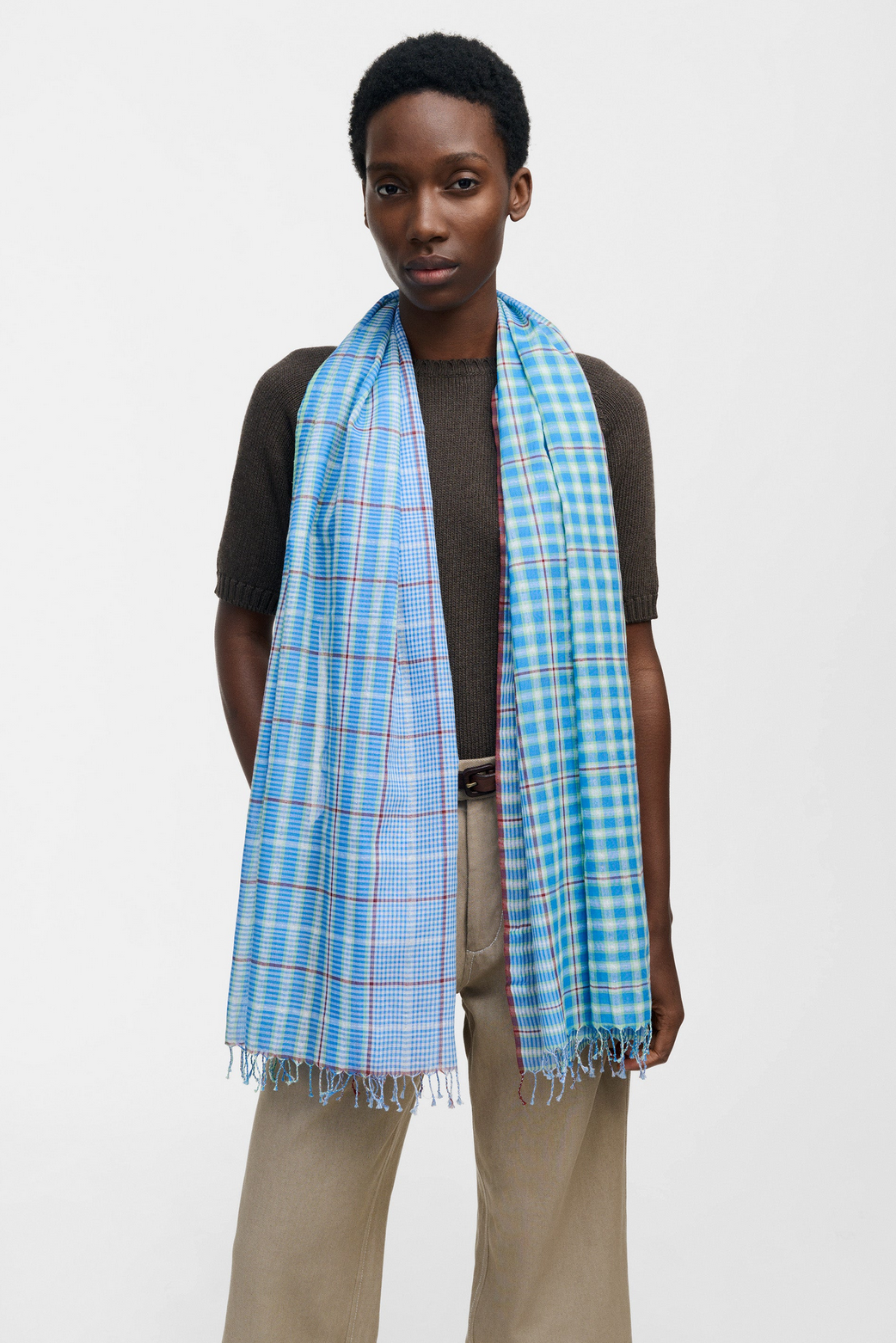 Blue Plaid Stole