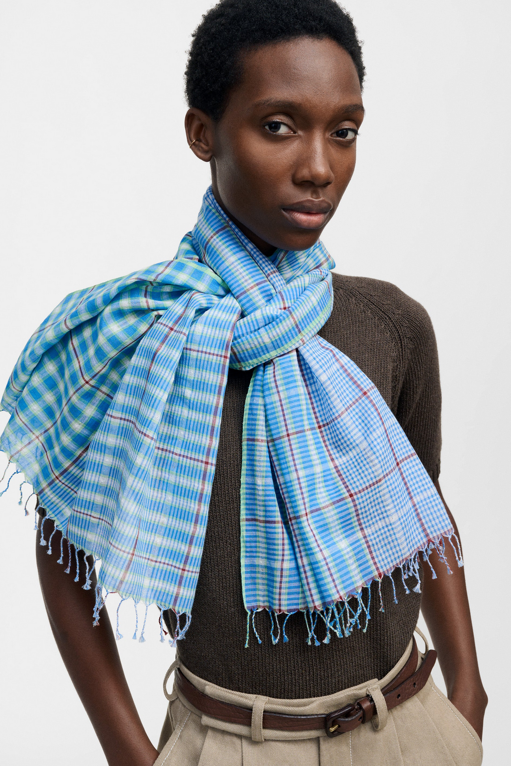Blue Plaid Stole