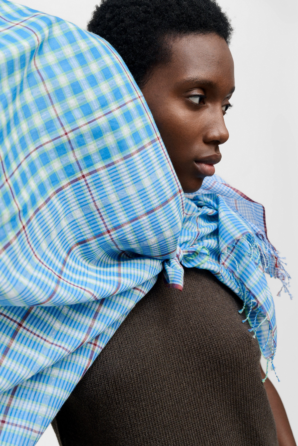 Blue Plaid Stole