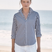 Barry Navy Stripe Button Up