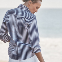 Barry Navy Stripe Button Up