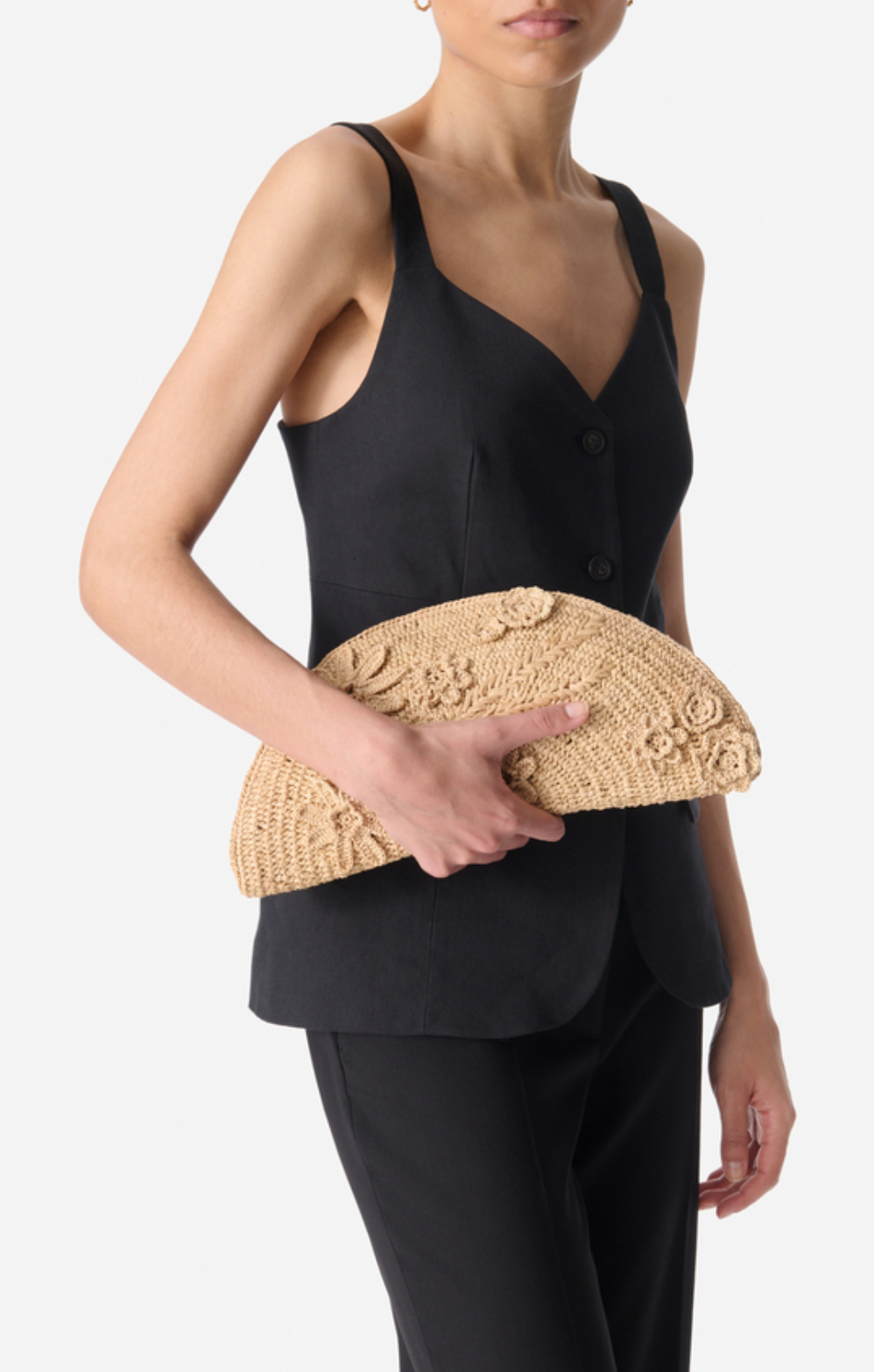 Raffia Floral Clutch