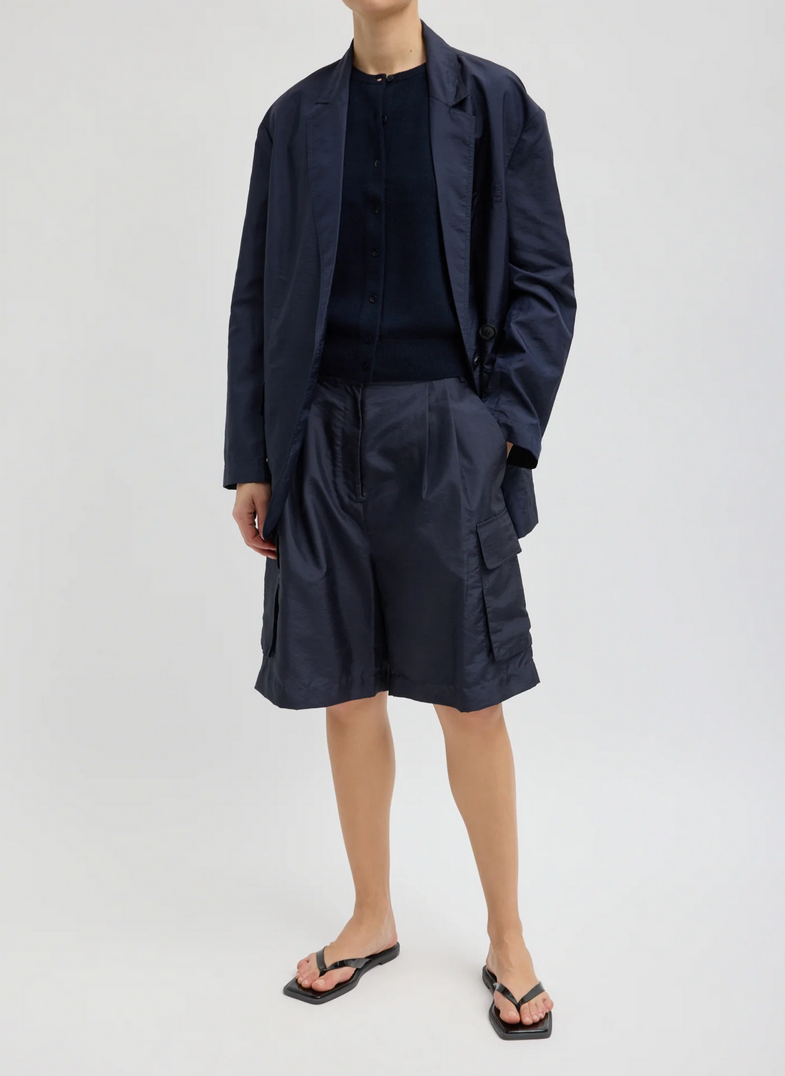 Crispy Nylon Liam Blazer Navy