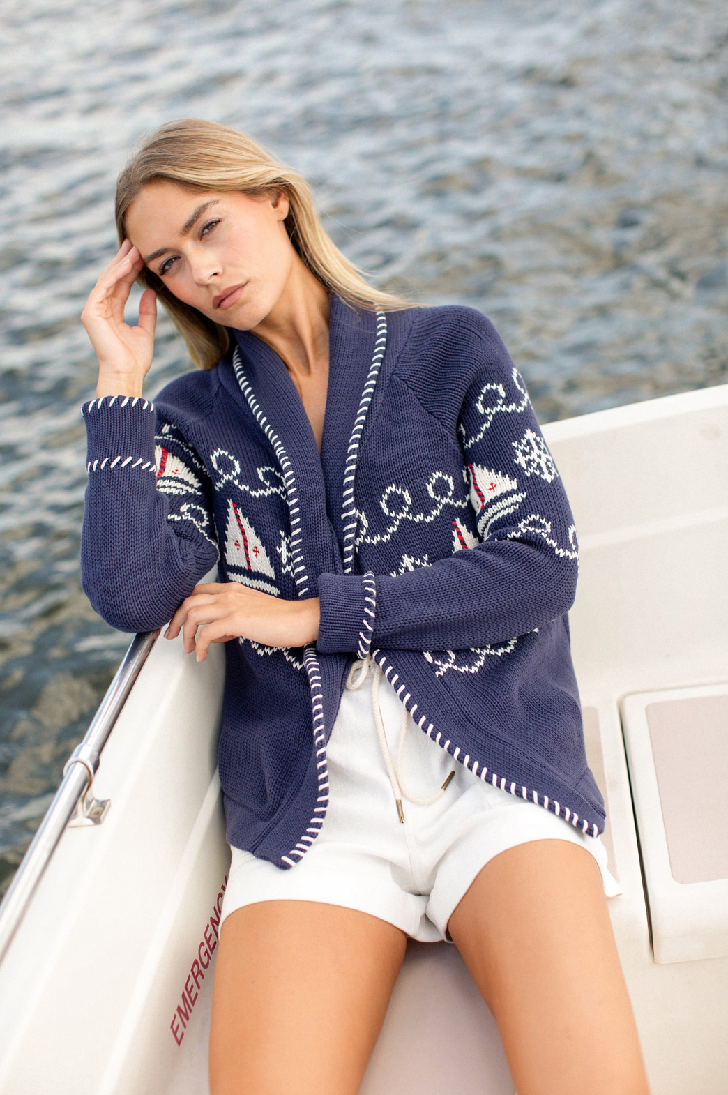 Nautical Shawl Cardigan