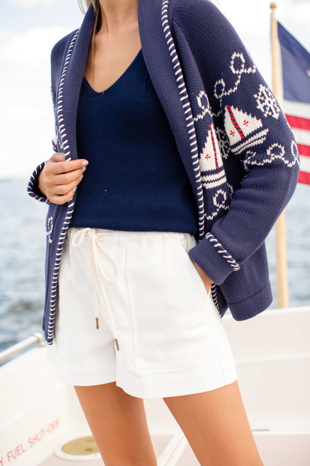 Nautical Shawl Cardigan