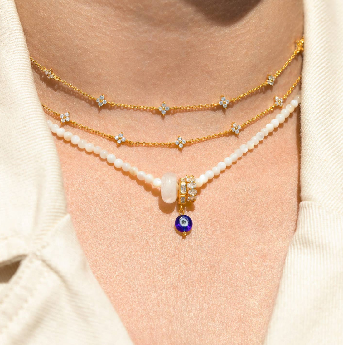 Evil Eye Charm Beaded Necklace