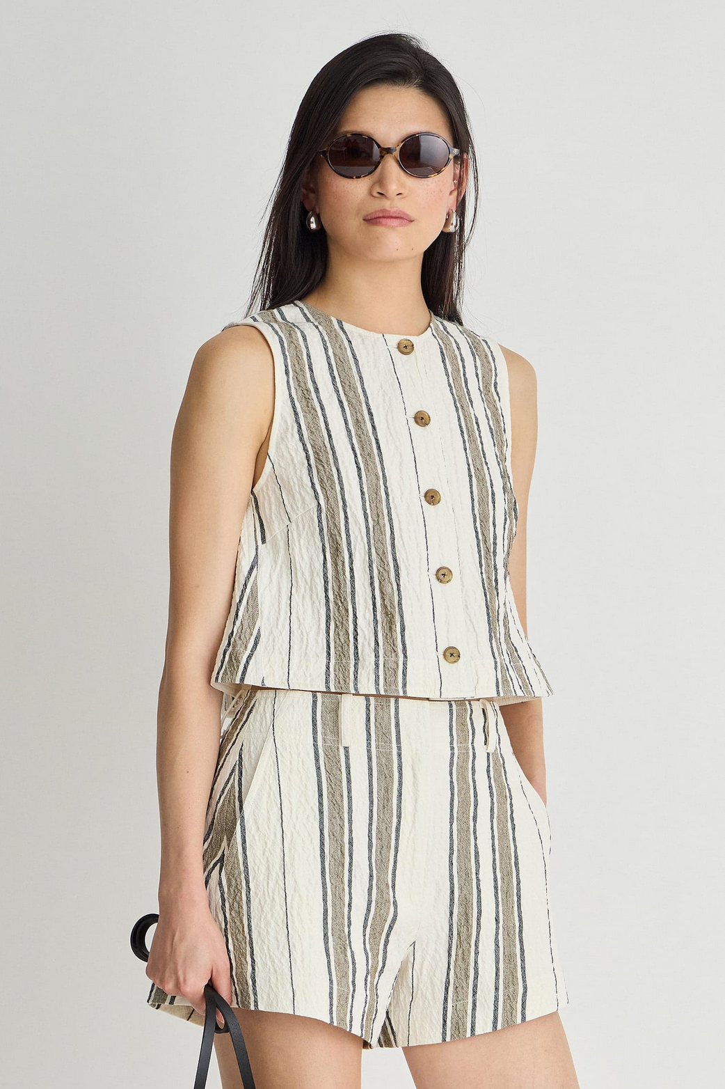 Stripe Godet Tee
